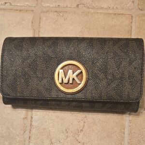 Michael Kors Brown and Gold Logo Wallet